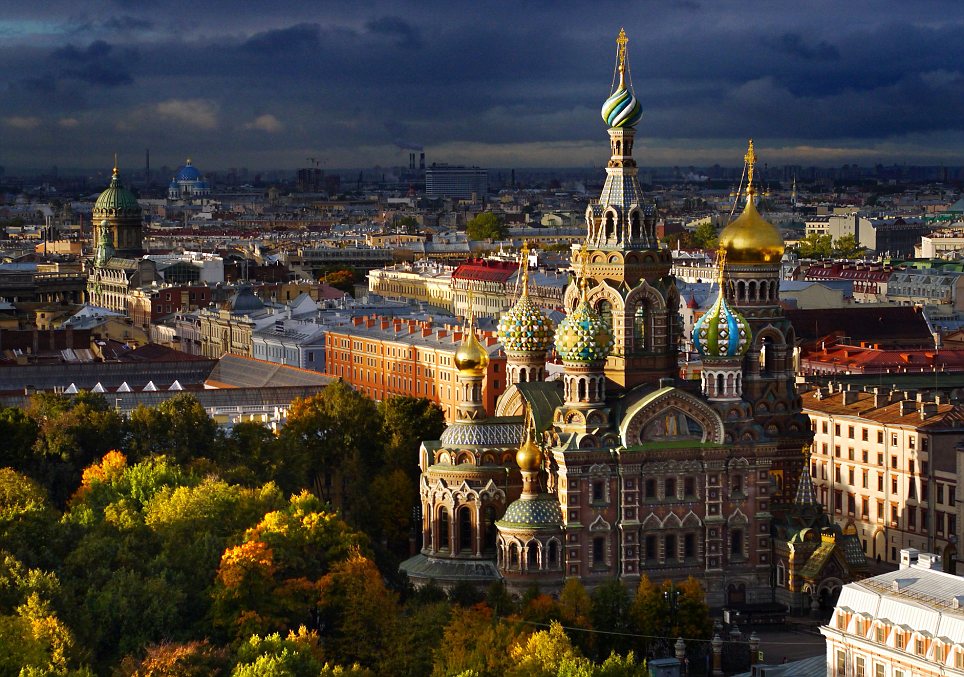 Aerial views of Autumn in St Petersburg, Russia - Oct 2013